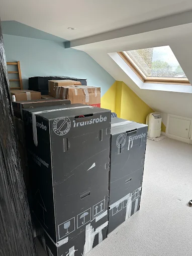 Wardrobe boxes in attic